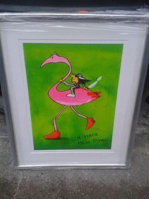 Originaldruck Udo Lindenberg Ich mach mein Ding - Ingo Flamingo, gerahmt 81x64 cm