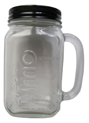 Eckes - Granini - Die Limo - Henkelglas mit Deckel (schwarz) - Glas 0,3 l.