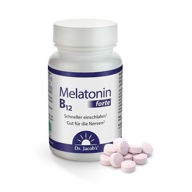 Melatonin 3 mg B12 forte 90 vegane Lutschtabletten - Dr. Jacob´s