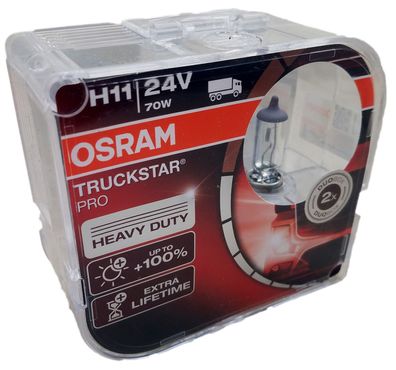 H11 24V 70W PGJ19-2 Truckstar PRO + 100% mehr Licht Duobox OSRAM 64216TSP-HCB