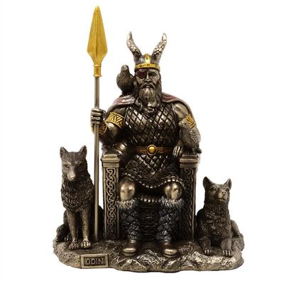 Dekofigur bronziert - Modell Odin sitzend 21 cm - Bronzefigur Figur Deko Wohndeko