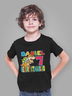 Bio Baumwolle Kinder T-Shirt Super Mario Geburtstag Personalisiert Bowser Jr