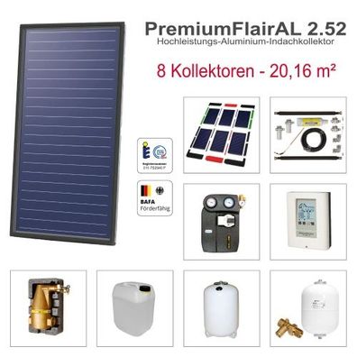 Solarbayer PremiumFlairAL Indach-Solarpaket 8 Bruttofläche 20,16 m² 2-reihig