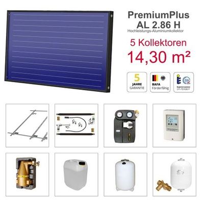 Solarbayer PremiumPlusAL Solarpaket H5 Ziegel Bruttofläche 14,30 m² horizontal