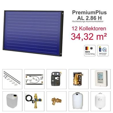 Solarbayer PremiumPlusAL Solarpaket H12 Ziegel Bruttofläche 34,32 m² horizontal