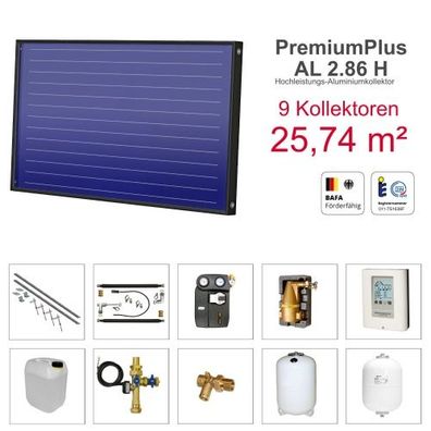 Solarbayer PremiumPlusAL Solarpaket H9 Stock Bruttofläche 25,74 m² horizontal