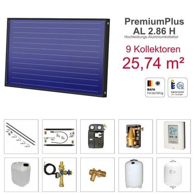 Solarbayer PremiumPlusAL Solarpaket H9 Ziegel Bruttofläche 25,74 m² horizontal