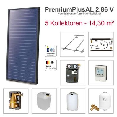 Solarbayer PremiumPlusAL Solarpaket 5 Ziegel Bruttofläche 14,30 m² vertikal