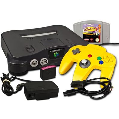 Nintendo 64 - N64 Konsole + Controller + ALLE KABEL + JUMPER PAK + Lamborghini