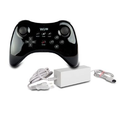 Original Nintendo Wii U WII-U PRO Controller in Schwarz + ORIG. USB Ladekabel ...