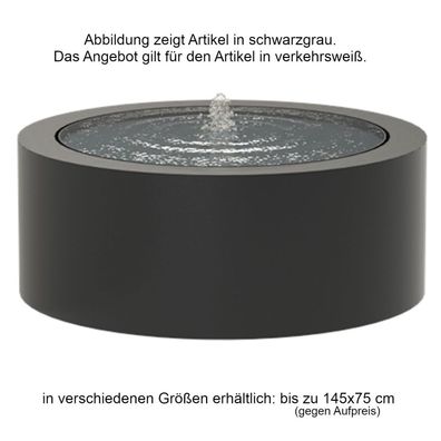 Adezz Wassertisch rund Aluminium verkehrsweiß Wasserspiel mit Pumpe und LED verschie