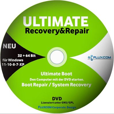 Recovery & Repair DVD für Windows 11 - 10 - 8 - Win 7 - XP - 32 & 64 Bit