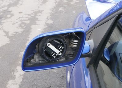 VW Polo 9N 9N3 elektrischer Spiegel Außenspiegel links vorne blau LA5M