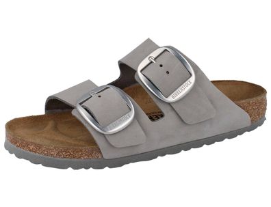 Birkenstock Arizona Big Buckle Damen Pantolette Hausschuhe grau Nubukleder