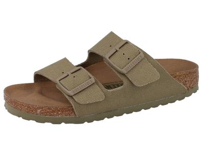 Birkenstock Arizona Rivet Logo Damen Pantolette khaki schmale Weite vegan