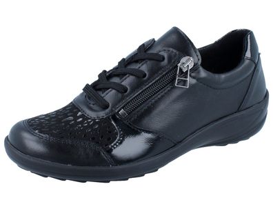 LONGO 1060407 Damen Halbschuhe Schnürschuhe Sneaker black/ Leder