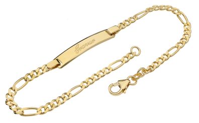 trendor Schmuck Gravur-Armband für Junge Damen Gold 333/8K Figaroband 18,5 cm 15288