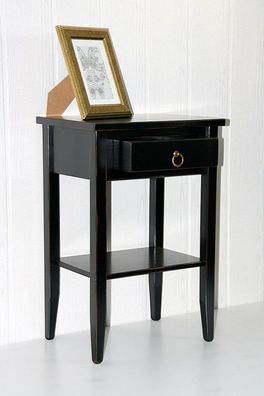 Nachttisch schwarz antik Komforthöhe Massivholz Beistelltisch Nachtkommode Vollholz