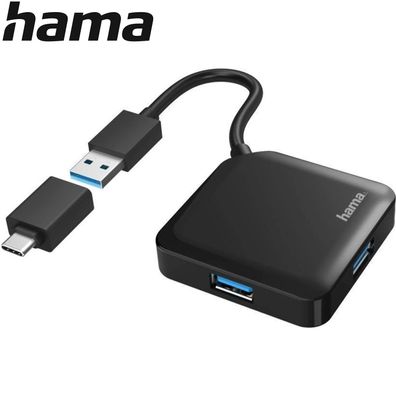 Hama USB Hub Superspeed Hub mit USB-C Adapter 4 Port USB-A / USB-C 5 Gbps NEU