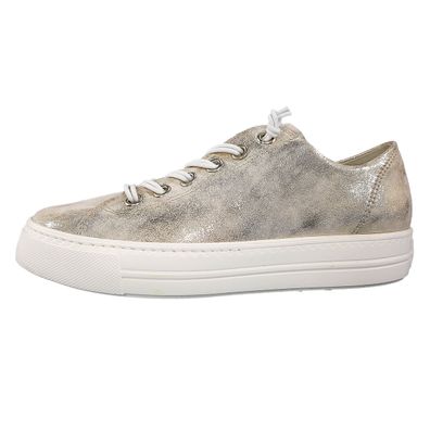 Paul Green Damenschuhe Schnürschuhe Sportive Sneaker Silber Freizeit