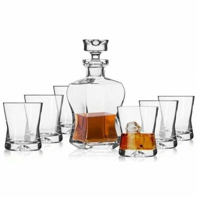 Krosno Signature Set Gläser Karaffe für Whisky | 500 ml | 290 ml | Handwäsche