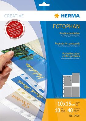 HERMA Postkartenhüllen für 10 x 15 cm Postkarten aus PP transparent 10 Hüllen