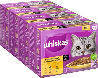 Whiskas 1+ Katzenfutter Nassfutter Geflügel Auswahl in Sauce 12er Pack 12 x 85g