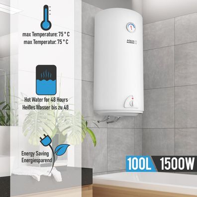 Aquamarin® Elektro Warmwasserspeicher - 100 Liter Speicher, 1500W Heizleistung und T