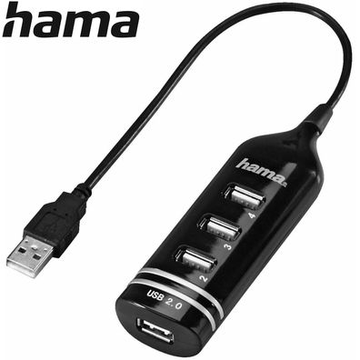 Hama 4-Fach USB Hub 1:4 USB HUB 4x USB 2.0 LED 10x Schneller Mac OS ab 10.8 Windows