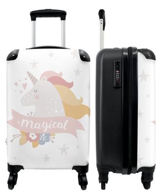 Koffer - Handgepäck - Rosa - Mädchen - Einhorn - Blumen - Trolley - Rollkoffer -