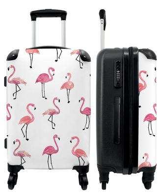 Großer Koffer - 90 Liter - Flamingo - Muster - Rosa - Trolley - Reisekoffer