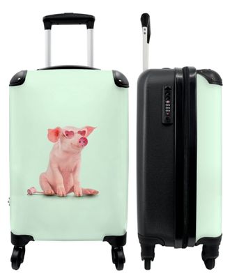 Koffer - Handgepäck - Schwein - Rosa - Brille - Sockel - Tiere - Trolley - Rollkoffer