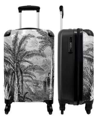 Koffer - Handgepäck - Vintage - Dschungel - Palme - Schwarz und weiß - Natur -