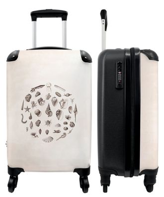 Koffer - Handgepäck - Muscheln - Meerestiere - Vintage - Schwarz und weiß -