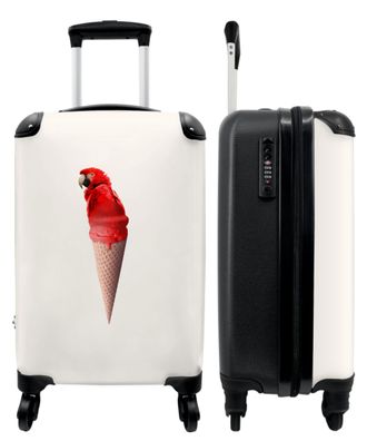 Koffer - Handgepäck - Eiscreme - Papagei - Rot - Eistüten - Weiß - Trolley -