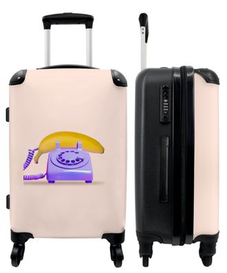 Großer Koffer - 90 Liter - Banane - Telefon - Lila - Gelb - Trolley - Reisekoffer