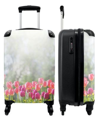 Koffer - Handgepäck - Tulpen - Blumen - Rosa - Sonnenlicht - Frühling - Trolley -