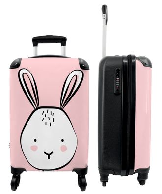 Koffer - Handgepäck - Hase - Rosa - Mädchen - Illustration - Trolley - Rollkoffer -
