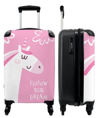 Koffer - Handgepäck - Einhorn - Zitat - Folge deinem Traum - Rosa - Mädchen - Trolley