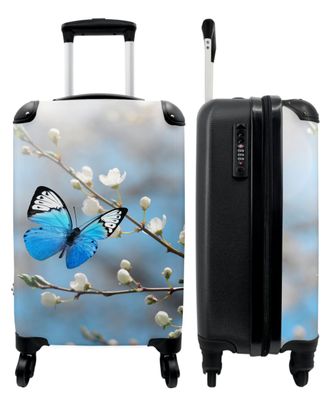 Koffer - Handgepäck - Blumen - Schmetterling - Blau - Blüte - Weiß - Trolley -