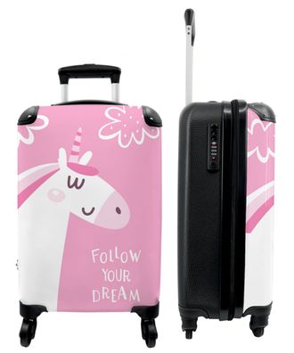 Koffer - Handgepäck - Einhorn - Zitat - Folge deinem Traum - Rosa - Mädchen - Trolley