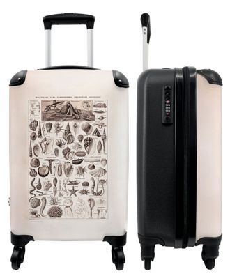 Koffer - Handgepäck - Vintage - Muscheln - Illustration - Schwarz-Weiß - Millot -