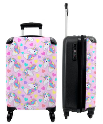 Koffer - Handgepäck - Einhorn - Mädchen - Muster - Herz - Trolley - Rollkoffer -