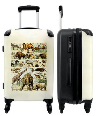 Großer Koffer - 90 Liter - Vintage - Wildtiere - Safari - Illustration - Kunst -