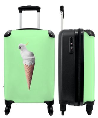 Koffer - Handgepäck - Papagei - Eistüten - Eiscreme - Weiß - Grün - Trolley -