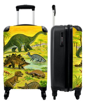 Koffer - Handgepäck - Dino - Illustration - Gelb - Jungen - Trolley - Rollkoffer -