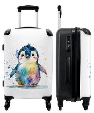 Großer Koffer - 90 Liter - Pinguin - Regenbogen - Aquarell - Tiere - Trolley -