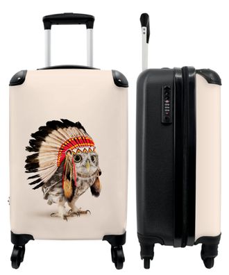 Koffer - Handgepäck - Eule - Indianer - Federn - Tiere - Trolley - Rollkoffer -