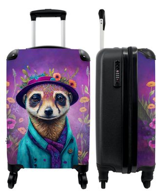 Koffer - Handgepäck - Erdmännchen - Blumen - Farbe - Lila - Porträt - Trolley -