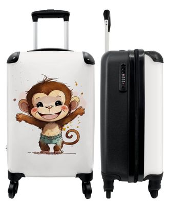 Koffer - Handgepäck - Affe - Braun - Aquarell - Tiere - Trolley - Rollkoffer - Kleine